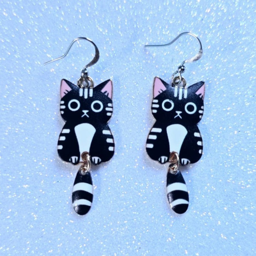 Aretes Cat Black Tabby 