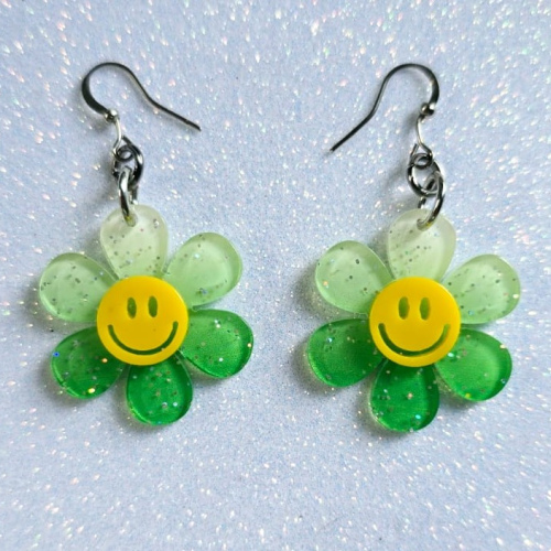 Aretes Green Flower