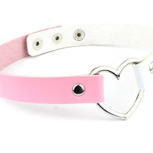 Chocker Corazon Rosado con Blanco