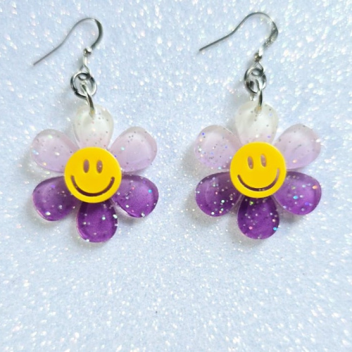 Aretes Purple Flower 